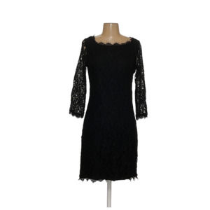Diane von Furstenberg Women's NWT Black Lace Bodycon Knee Length Dress, Medium